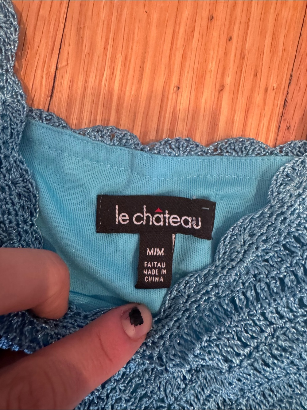 Y2K Le chateau blue knit stretchy cami - Picture 5 of 7